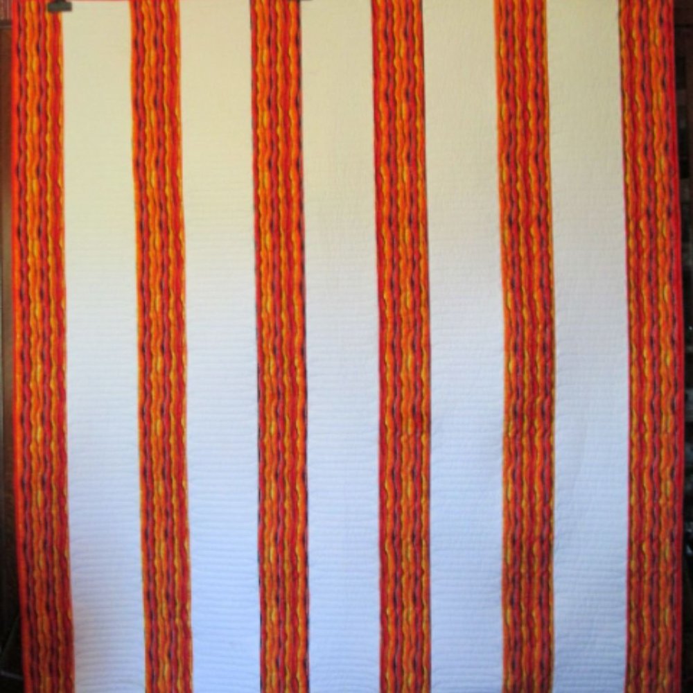 Modern Quilt Full Queen 80.5x88 White Oranges Black